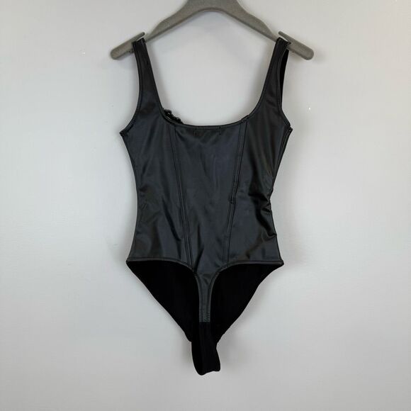 POPILUSH Shapewear Faux Leather Lace Balconette Sculpting Bodysuit 📦 - Picture 8 of 14